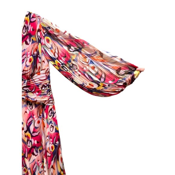 Marciano Wonderland Maxi Dress Pink Size 6 Chiffon Glam Beach Vacation Bohemian - Picture 9 of 16